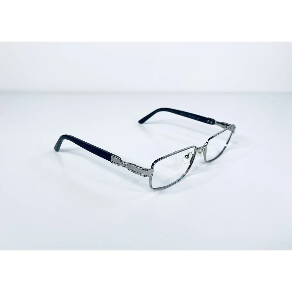 Versace Silver Rectangular Glasses Crystal Medusa Temples MOD 1099 52 18 135